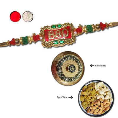 "Rakhi - FR- 8220 A (Single Rakhi), Magna Junior Dry Fruit Box - Code DFB1000 - Click here to View more details about this Product